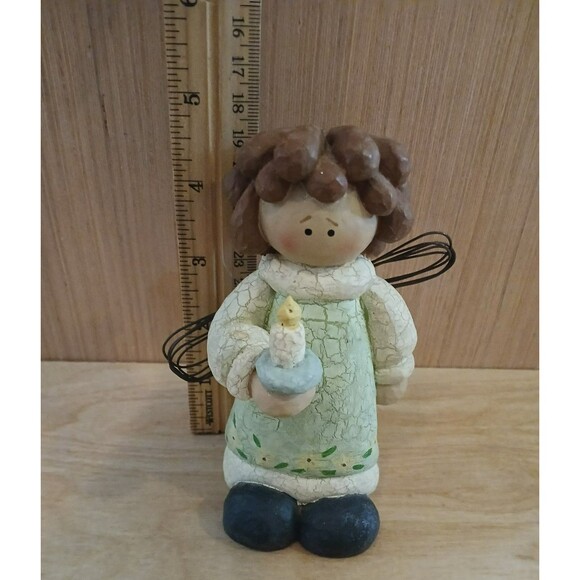 Prayer Angel of Courage Holding Candle Resin Figurine "I said a prayer for you" - Picture 7 of 8